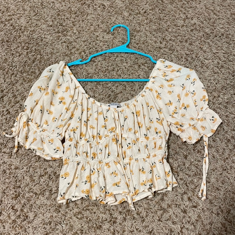 white and yellow crop top